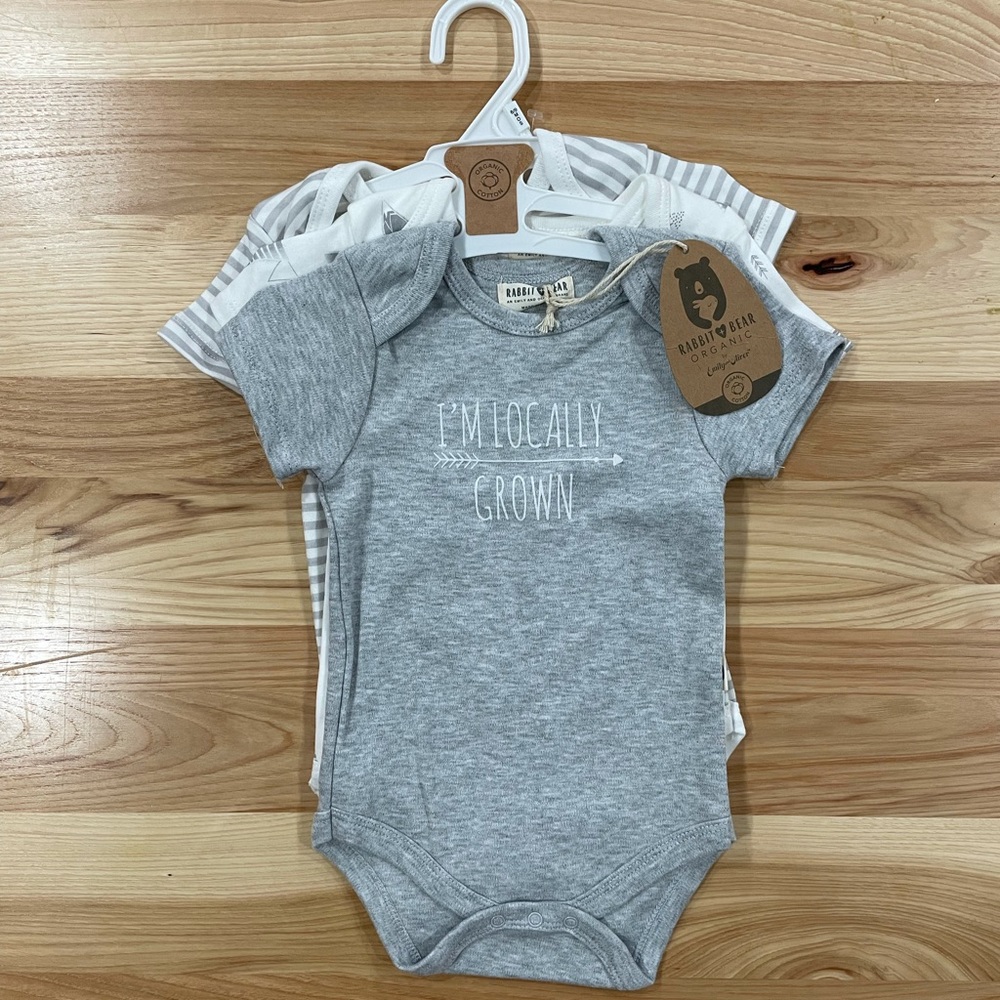 6/9 month 3-pack onesies . 100% organic cotton